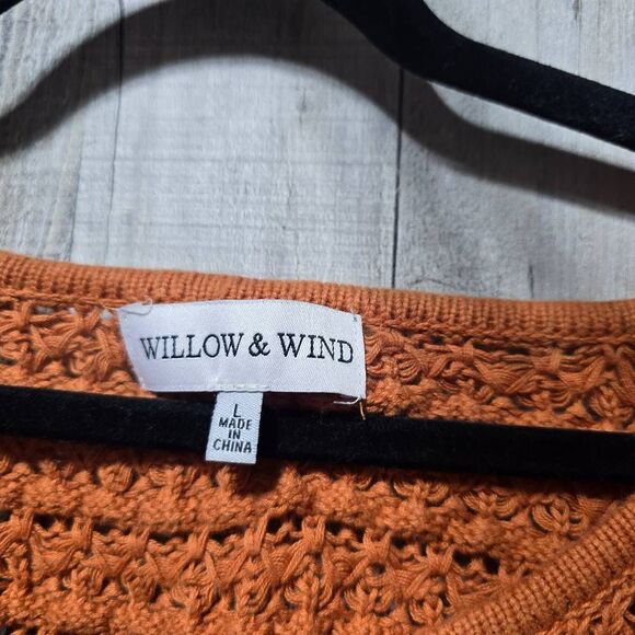 Willow & Wind Rust Orange Chunky Knit Cropped Sweater - Picture 3 of 4